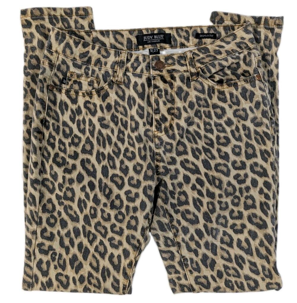 Judy Blue Womens Size 5 / 27 Skinny Jeans Leopard Print Stretch Denim JB88Q75